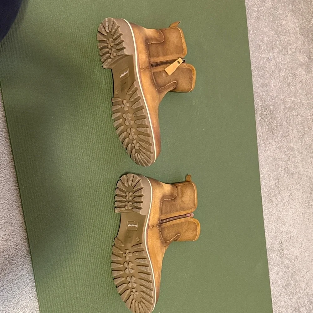 Spring Step Jovany Leather Booties EU 40 US 9 Tan Fur Lined Dual Zip Lug Sole - Picture 8 of 11